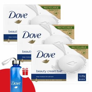 Dove Beauty Cream Bar Cream Soap Original 12x90g + cadou Dove Sticlă