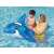 Kids playing with Bestway inflatable dolphin, blue, pool float
