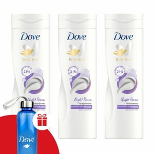 Dove Night Renew Körperlotion 3x400ml + Dove Geschenkflasche