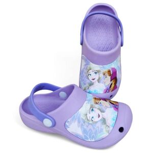 Детски чехли тип клог Disney Frozen Elsa и Anna, пастелно лилави, изглед под ъгъл - Бебе & Малко дете