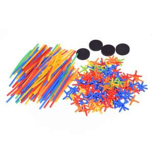 238 piece pipe and connector building toy set, colorful straws and connectors, black wheels - Plastic Building Toy