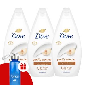 Dove Gentle Pamper Krémtusfürdő 3x450ml + Ajándék Dove Kulacs