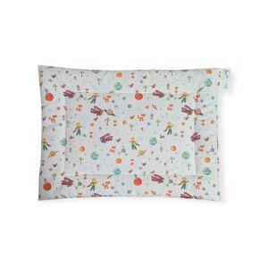 Borostyán köves baba párna - Apró Kis herceg, fehér baba párna borostyán kövekkel és A kis herceg mintával - Baba párna