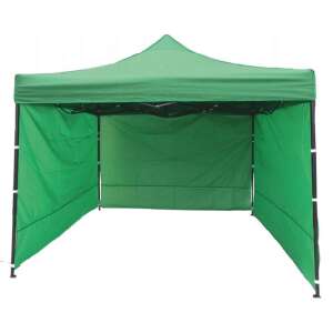 PROCART 3x3m green garden gazebo with 3 walls, adjustable height - Garden Furniture