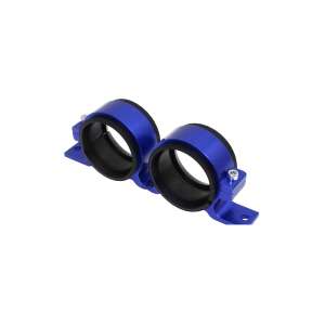 Modrý eloxovaný hliníkový držiak palivového čerpadla s gumovými tlmičmi vibrácií, priemer 2x60 mm, pre palivové čerpadlá 044, 046, 053, 069, 413, 909, 910, 915, 979 a 984 - TurboWorks