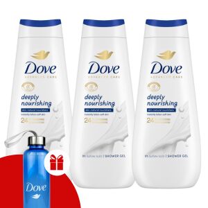 Dove Advanced Care Deeply Nourishing Krémtusfürdő 3x400ml + Ajándék Dove Kulacs