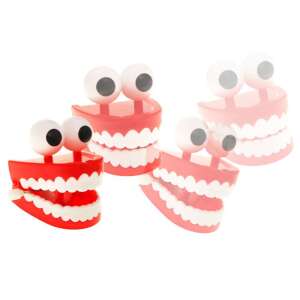 Chattering Teeth Toy, Funny Wind Up Toy, Gag Gift, Joke Toy, Novelty Toy, Red Plastic Teeth, Big Eyes, Wind Up Teeth, Chattering Teeth, Funny Teeth - Interactive Kids' Toy