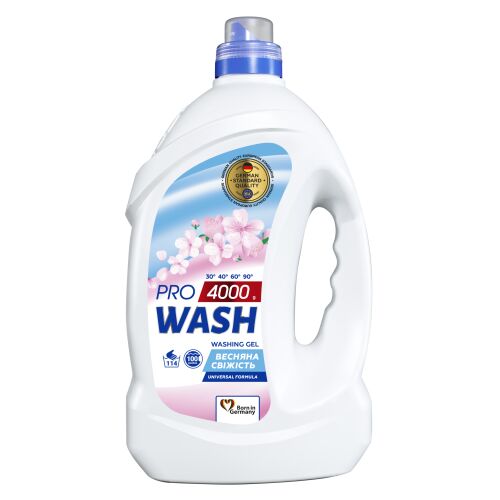 PRO WASH spring freshness mosógél 4L, univerzális formula színes és fehér ruhákhoz - Mosógél