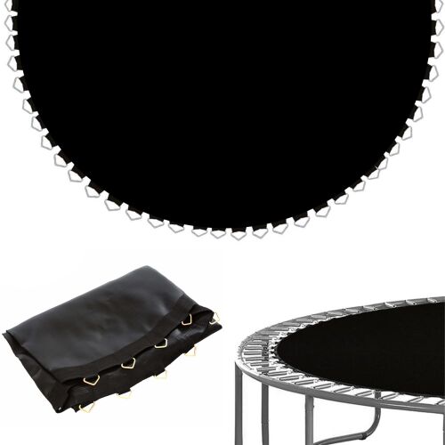 Black trampoline jumping mat, 183cm diameter, replacement part, 36 hooks