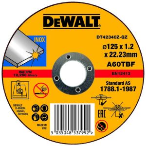 DeWalt vágókorong/inox/egyenes/125x22.23x1.2mm/vékony lemezhez/DT42340Z-QZ 121501389 - Dewalt