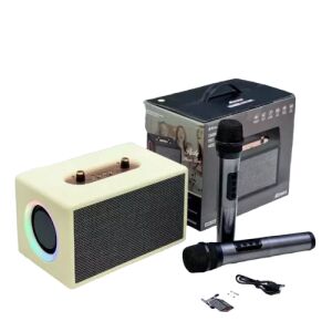 Głośnik karaoke z dwoma mikrofonami, M2008, biały - Głośnik Bluetooth
