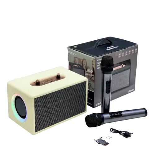 Karaoke-Lautsprecher mit zwei Mikrofonen, M2008, weiß