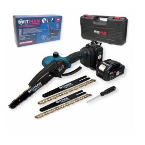 Hitman HT/CHS-6820MAX 62V Piła łańcuchowa akumulatorowa z prowadnicą 8 cali, 2 akumulatorami, ładowarką, walizką i 2 łańcuchami zapasowymi - Piła łańcuchowa