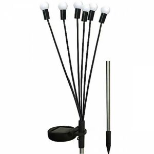 solár lámpa, szélben táncoló fehér golyók, 6 led, 72cm