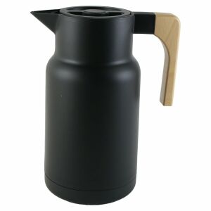 Cannă termică din oțel inoxidabil negru cu mâner din lemn, capacitate de 1 litru - Termosuri și suporturi pentru băuturi