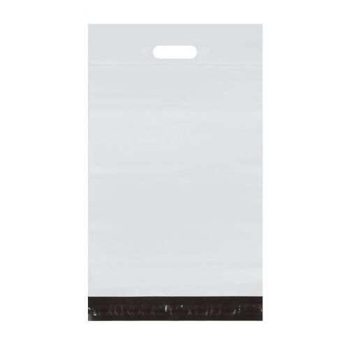 Biela kuriérska taška s rukoväťou, 540x700mm + 70mm rukoväť, samolepiaca páska