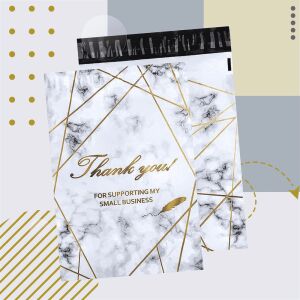 Futártasak ragasztócsíkkal 255x370 ARANYMÁRVÁNY, KÖSZÖNJÜK felirat 50 db