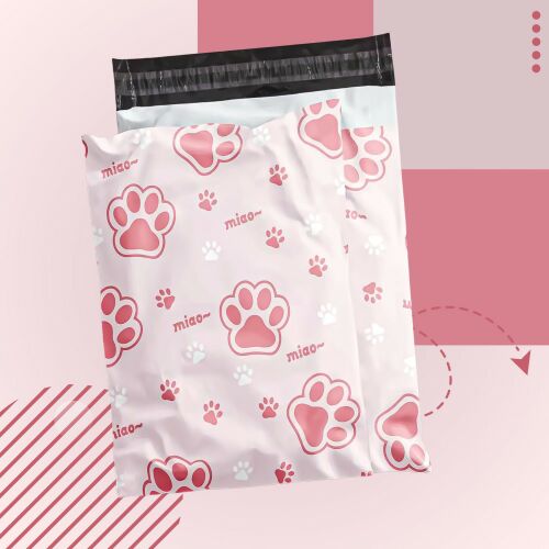 Ružové kuriérske obálky s potlačou labiek, balenie 50 ks