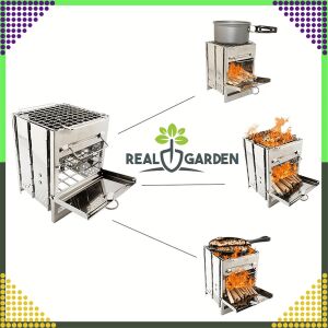 Real Garden tragbarer faltbarer Grill Anwendungsbeispiele Collage - Garten