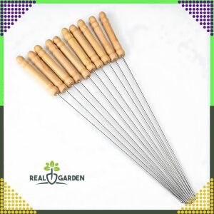 Real Garden Set 10 bucăți frigărui pentru grătar cu mânere din lemn - Malatec