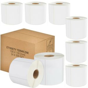 32 kotúčov termoetikiet 100x150mm, samolepiace, 500 etikiet/rolka 121533244 - Malatec