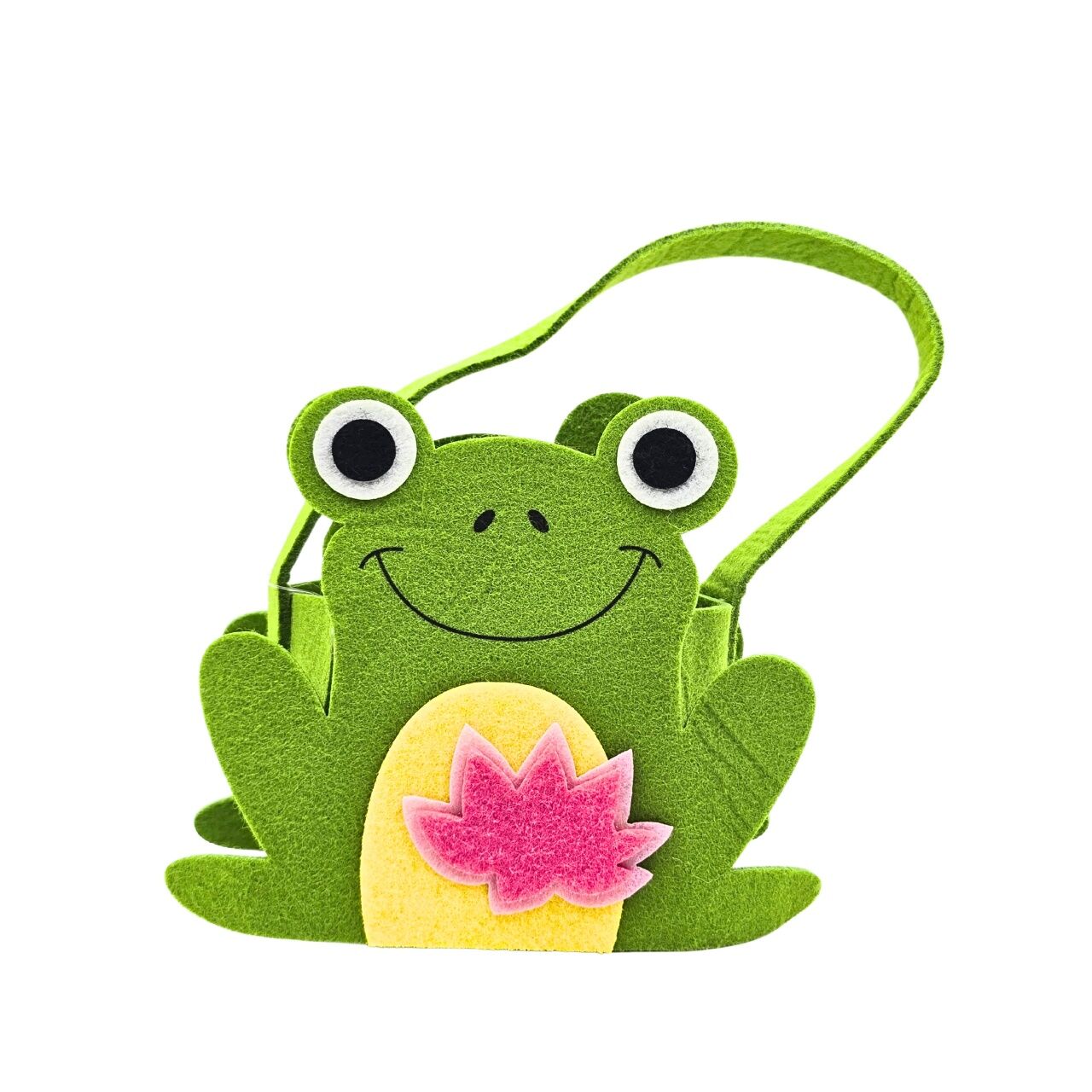 Ozdobný veľkonočný košík z filcu, vzor žaba, 14 cm