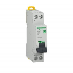 Siguranta automata P+N, 20A, curba de declansare C, capacitate de rupere 4.5kA, Schneider Easy9 121533944 - Întrerupătoare de circuit
