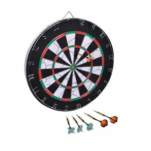 Darts szett 6 darts-szal, 46 cm, fekete/fehér, otthoni szórakozáshoz és baráti versenyekhez - Darts