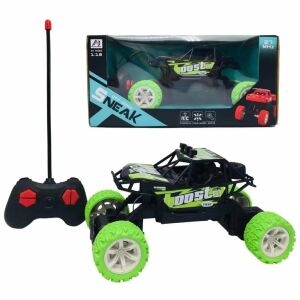 Terepjáró játékautó távirányítóval 27 MHz, világítással, 1:18 méretarány, 20x12x11 cm, fekete-kék/fekete-zöld, Fekete/Kék, Fekete/Kék