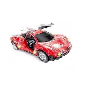 Játékautó távirányítóval, gyerekeknek 3+ éves korig, automata ajtókkal és fényekkel, 21,5x10,5x6 cm, piros színű