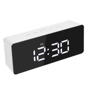 TOO DC-200-W fehér digitális ébresztőóra tükrös kijelzővel, 12:30-at mutat - Ébresztőóra
