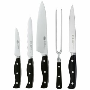 Set 4 cutite si furculita grill, Rosle, Pura, negru