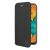 Fekete Gekko Elegance flip tok Samsung Galaxy S20 Plus telefonhoz, a tok zárt állapotban a telefonnal benne