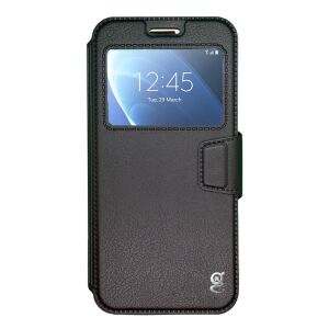 Husa Samsung J7 2017, (J730) - tip carte, inchidere magnetica si fereastra, Gekko S-View - NEAGRA