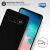 Fekete szilikon tok Samsung Galaxy S10e-hez, Gekko Soft Touch, bemutatva az emelt széleket a képernyő és a kamera védelme érdekében
