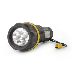 Entac 2D Tartós Műanyag Zseblámpa, fekete sárga betétekkel, 3 LED, 15 lumen - Entac
