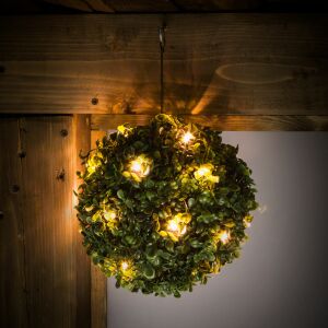 Megvilágított Bewello Garden of Eden napelemes bukszus függő dekoráció, meleg fehér LED kerti fény - Bewello