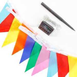 Bewello Garden of Eden szolár zászlós fényfüzér, 4m 35 LED, színes parti dekoráció - Bewello