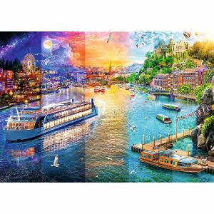 Puzzle finalizat Trefl Angelo Bonito Excursie cu barca 1000 piese - Puzzle 3D & Puzzle cu burete