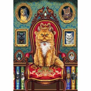 Puzzle Lisa Parker Cat Mania 1000 piese - Pisică pe tron - Puzzle 3D & Puzzle cu burete