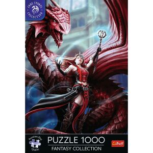 Anne Stokes Skarlátvörös puzzle fantasy de 1000 de piese cu o preoteasă războinică și un dragon roșu - Puzzle 3D & Puzzle cu burete