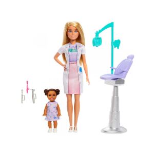 Set de Joacă Barbie Cariera Dentist - Barbie Blondă, Pacient și Scaun Stomatologic - Barbie Baba