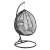 Black and gray hanging egg chair with stand and cushions