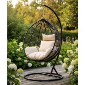 Pepita Large Garden Hammock Chair with Cushions XL - Single #black-beige