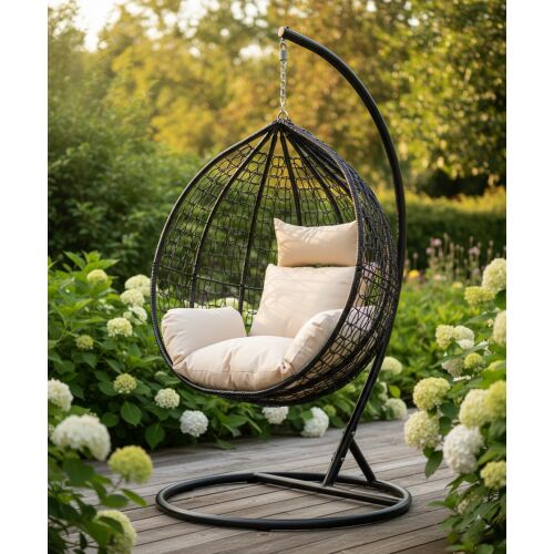 Pepita Large Garden Hammock Chair with Cushions XL - Single #black-beige 143354384