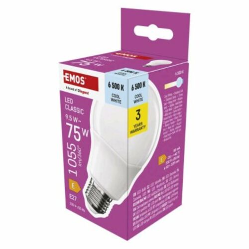 EMOS LED Classic A60 E27 9,5W (75W) 1055lm Hideg Fehér Izzó - Izzó