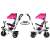 MalPlay 3-in-1 Tricycle with Canopy, Basket, and Horn - Pink - 360° Rotating Seat