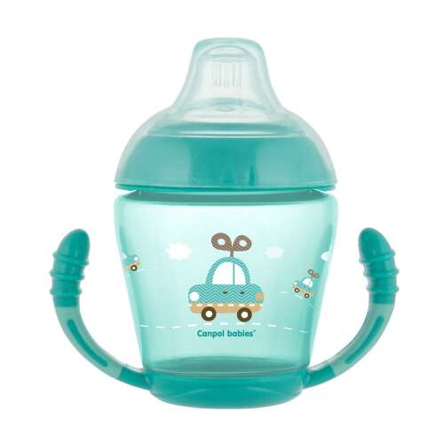 Canpol babies Nem folyó bögre, 230ml, zöld, autó mintával, csecsemőknek - Canpol babies