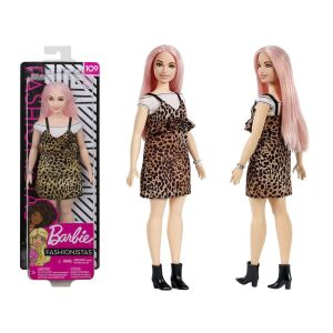 Barbie Fashionistas Plus Size doll with leopard print dress, multiple views - Barbie Baba
