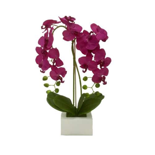 Orchidea Floare artificială în ghiveci pătrat cu 2 tulpini 60cm - Diverse 41104710